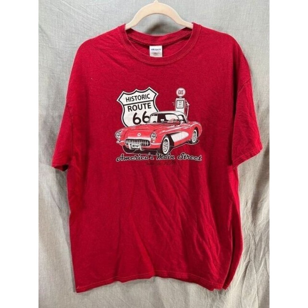 Historic Route 66 Shirt Adult XL Red Short Sleeve Logo Pullover Tee Mens
